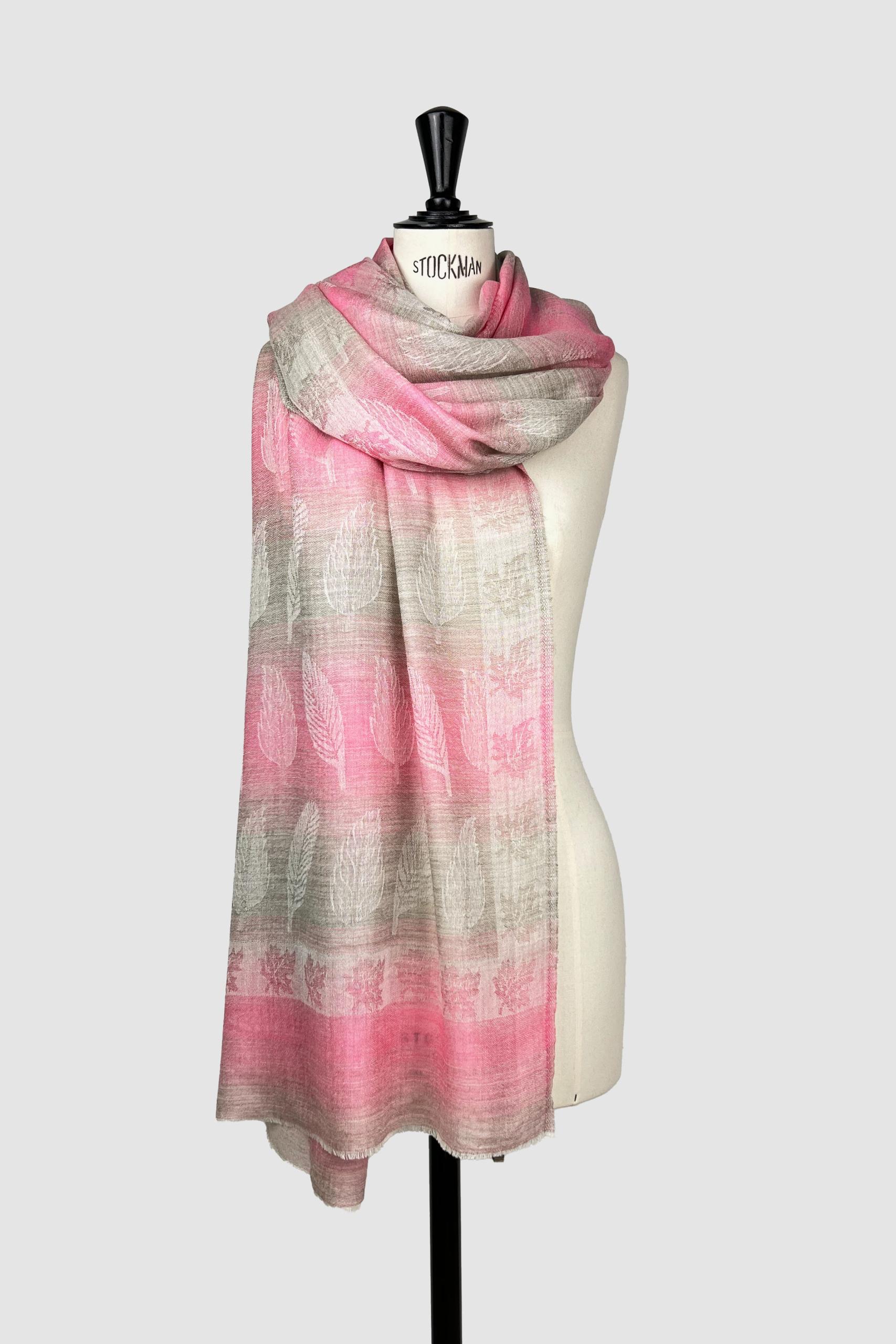 Jacquard Kaschmir Schal – Natur/Rosa